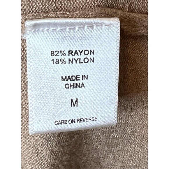 NY&C Tan‎ V-Neck Cardigan Sweater Button Front Ribbed Knit Hem & Cuffs - Picture 7 of 8